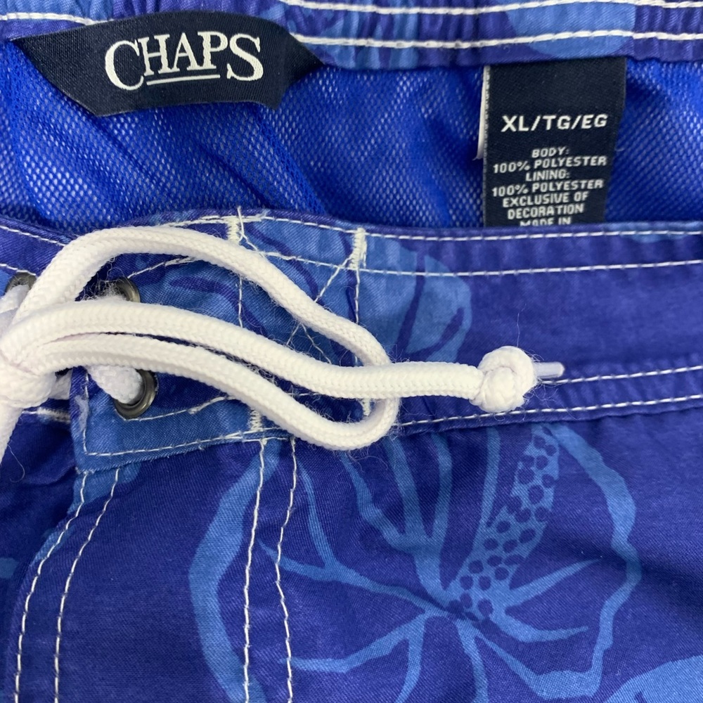 Men’s Chaps Blue Floral Swim Trunks XL EX Cond!!